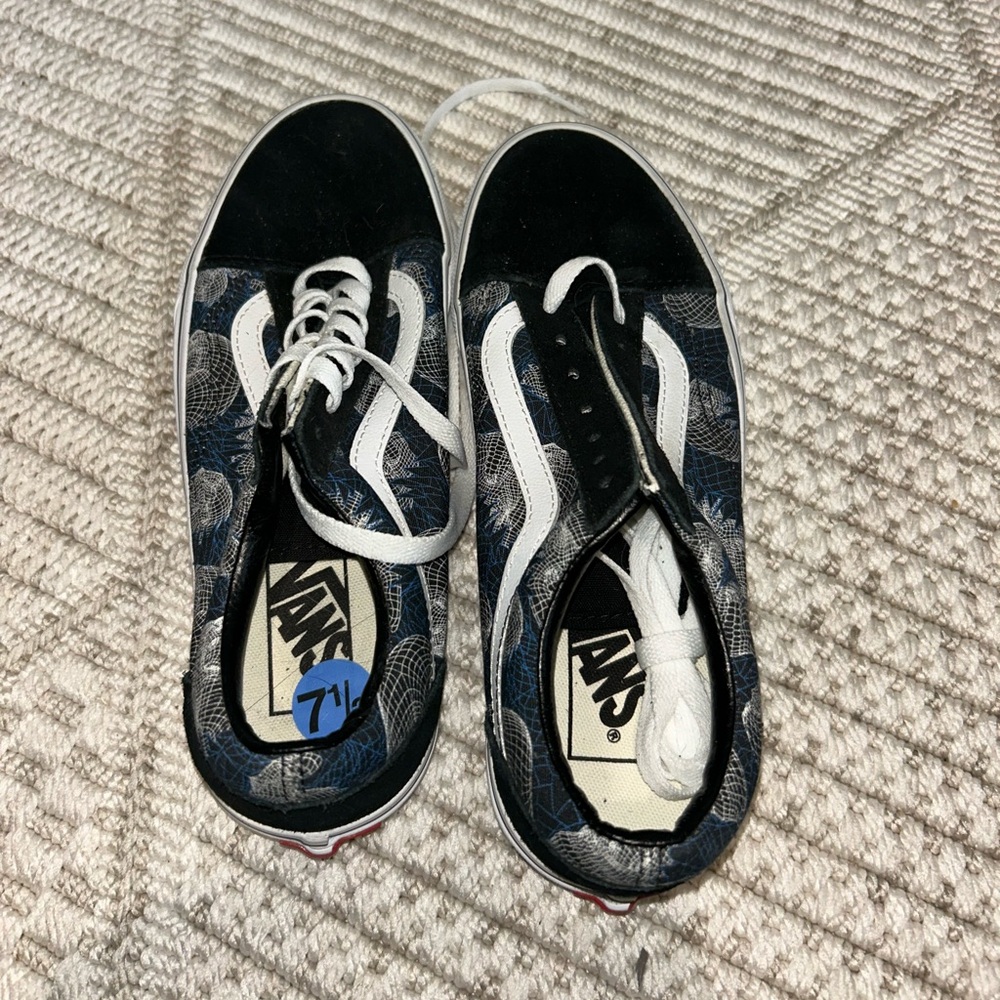 Women’s Vans Black and Blue Patterned Shoes